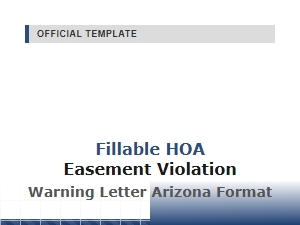 Fillable Arizona Hoa Easement Violation Warning Letter